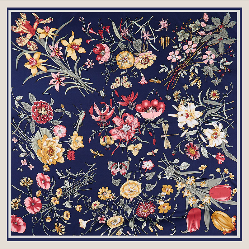 Silk Scarf Square - Pobing sarja lenço de seda feminino