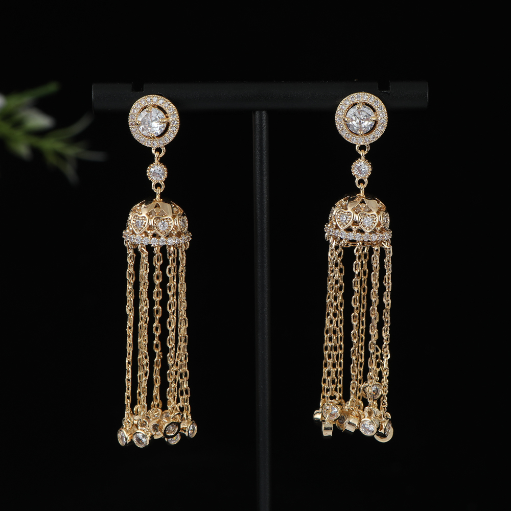 Women Accessories Dubai - Brincos de borla longa geométrica redonda