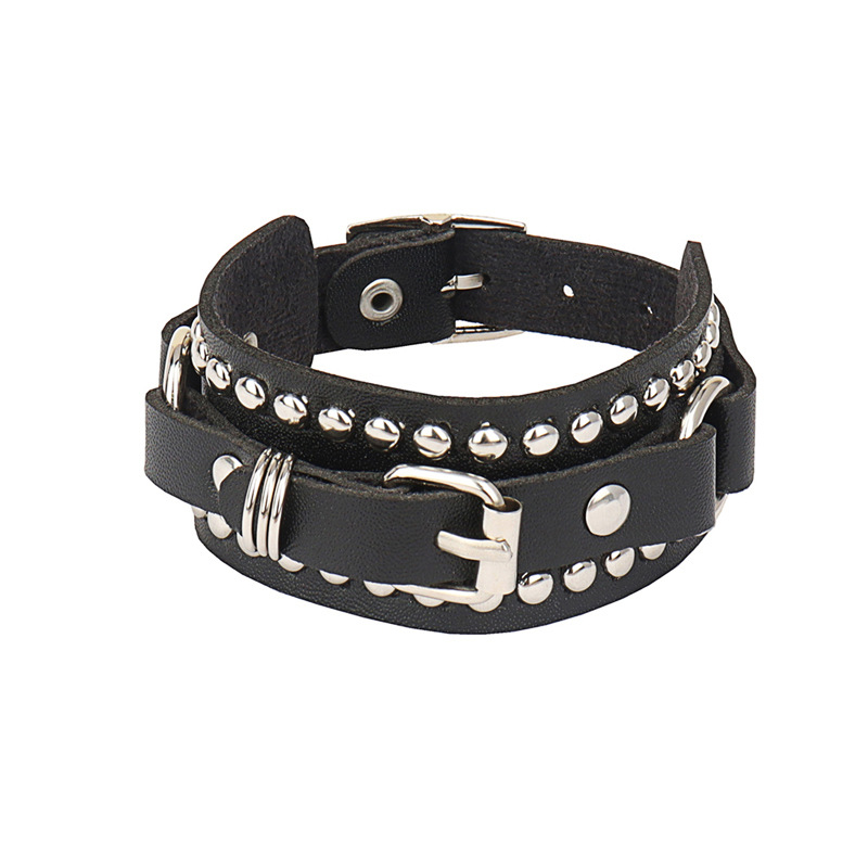 Goth pulseira de couro preto m - Women'S Emo Accessories avaliação e preço