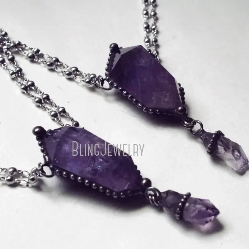 Colar de Cristal Ametista com  - Women'S Emo Accessories avaliação e preço